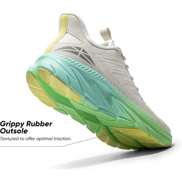 Women's Beige Green Walking Shoes Comfort Breathable Non-Slip Gym Sneaker - Picture 5 of 8